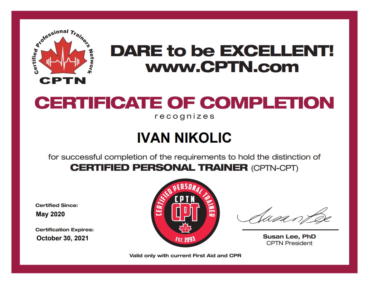 certificate personal trainer